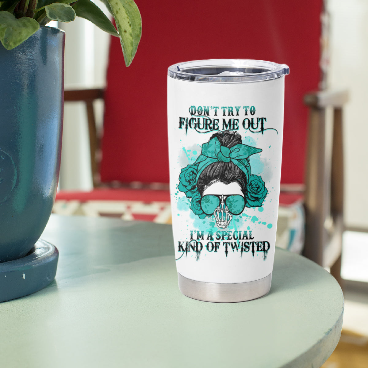 Don't Try To Figure Me Out Messy Bun Tumbler Cup - Wonder Print Shop