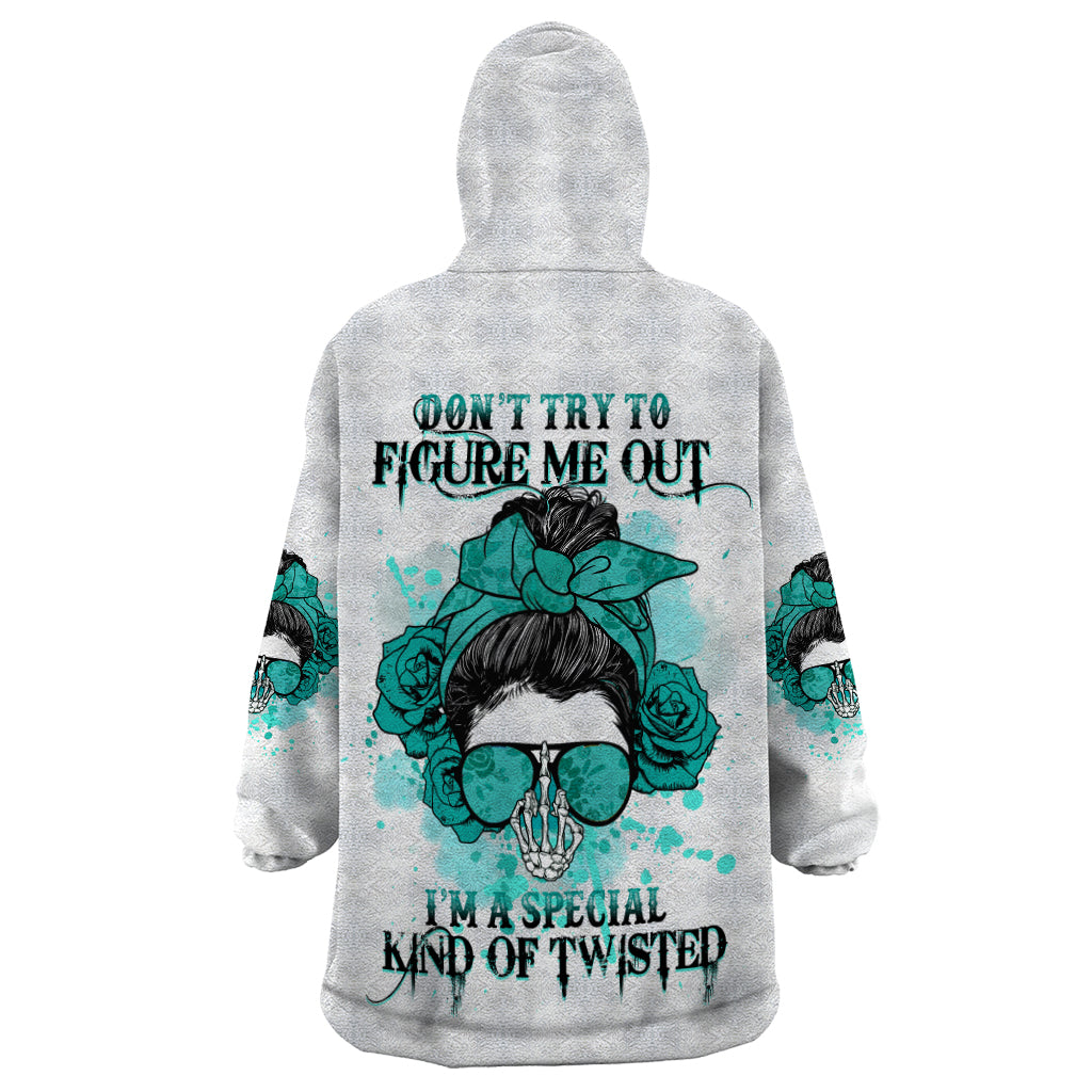 Don't Try To Figure Me Out Messy Bun Wearable Blanket Hoodie - Wonder Print Shop