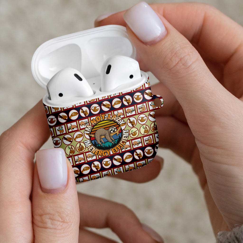 Sloth I'm Not Lazy I'm Energy Efficient Christmas AirPods Case Xmas Holiday Patterns - Wonder Print Shop