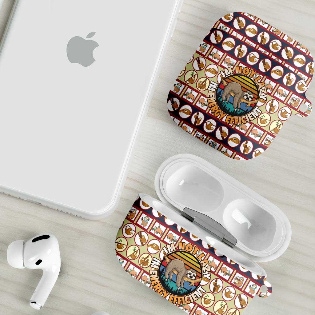 Sloth I'm Not Lazy I'm Energy Efficient Christmas AirPods Case Xmas Holiday Patterns - Wonder Print Shop