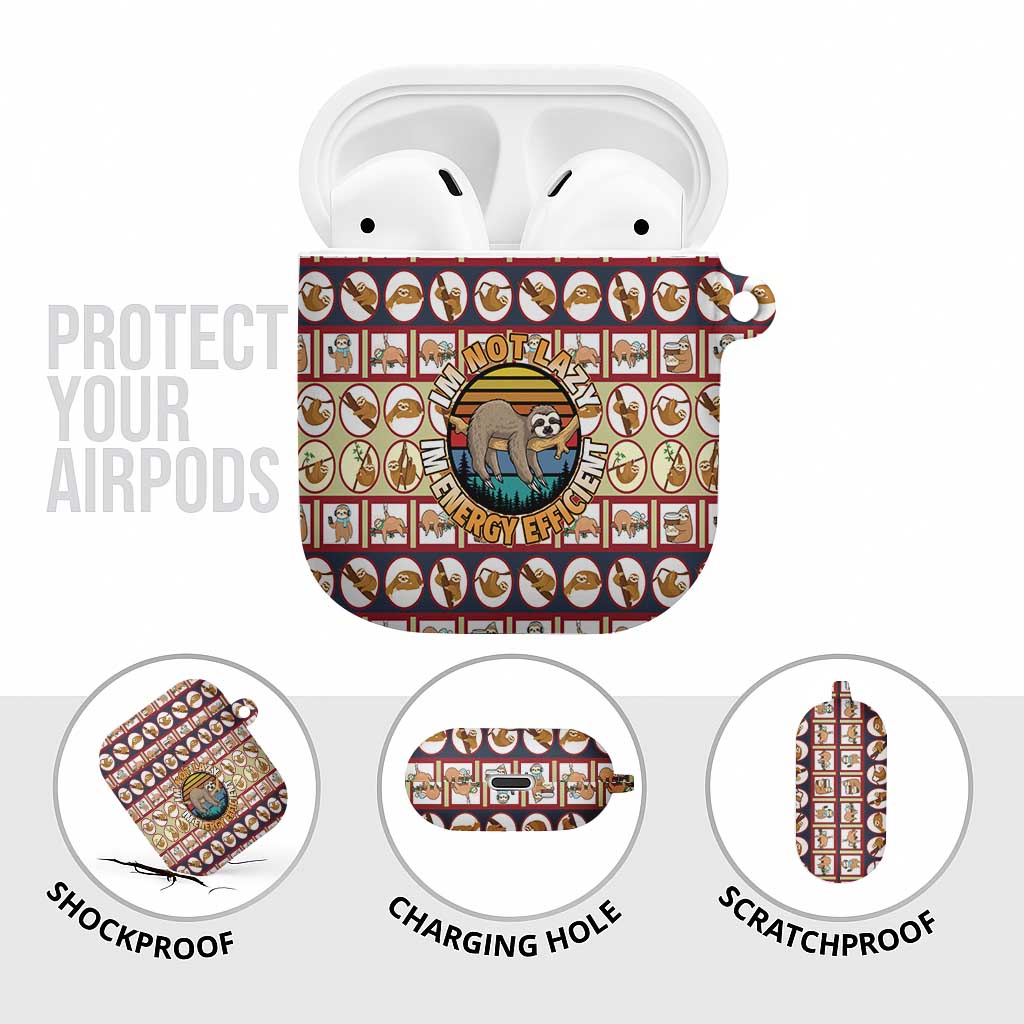Sloth I'm Not Lazy I'm Energy Efficient Christmas AirPods Case Xmas Holiday Patterns - Wonder Print Shop