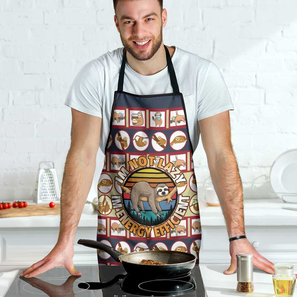 Sloth I'm Not Lazy I'm Energy Efficient Christmas Apron Xmas Holiday Patterns - Wonder Print Shop