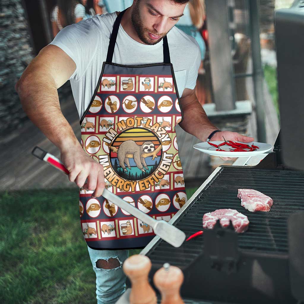 Sloth I'm Not Lazy I'm Energy Efficient Christmas Apron Xmas Holiday Patterns - Wonder Print Shop