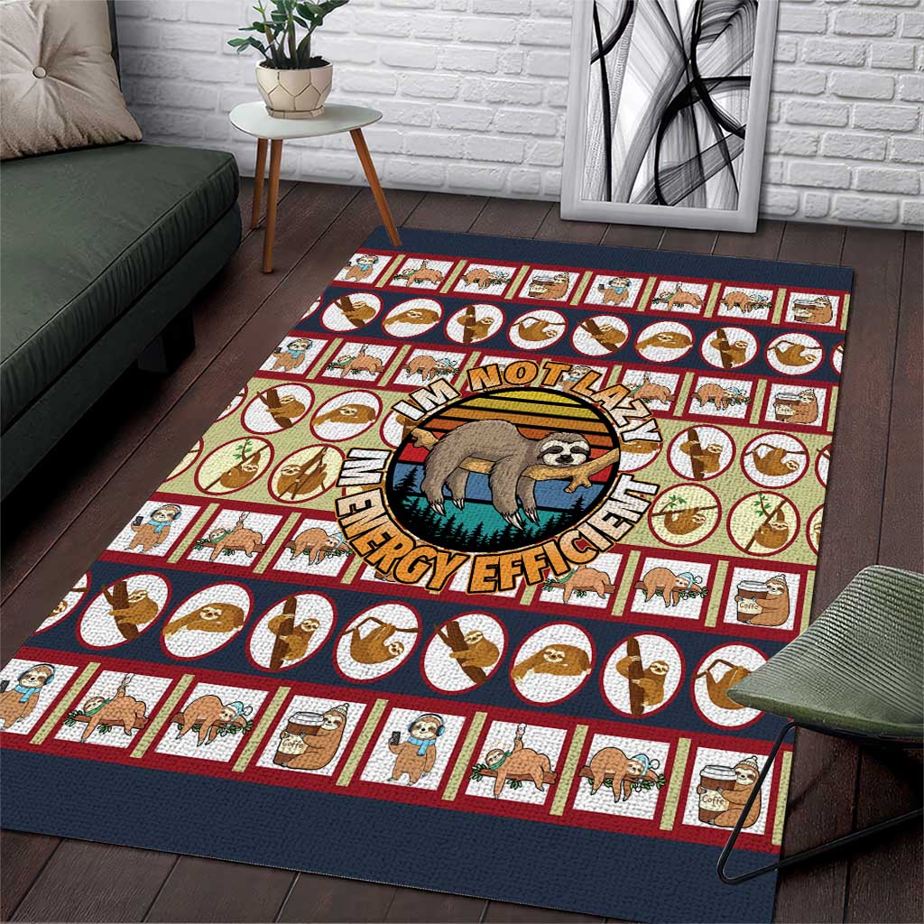 Sloth I'm Not Lazy I'm Energy Efficient Christmas Area Rug Xmas Holiday Patterns - Wonder Print Shop
