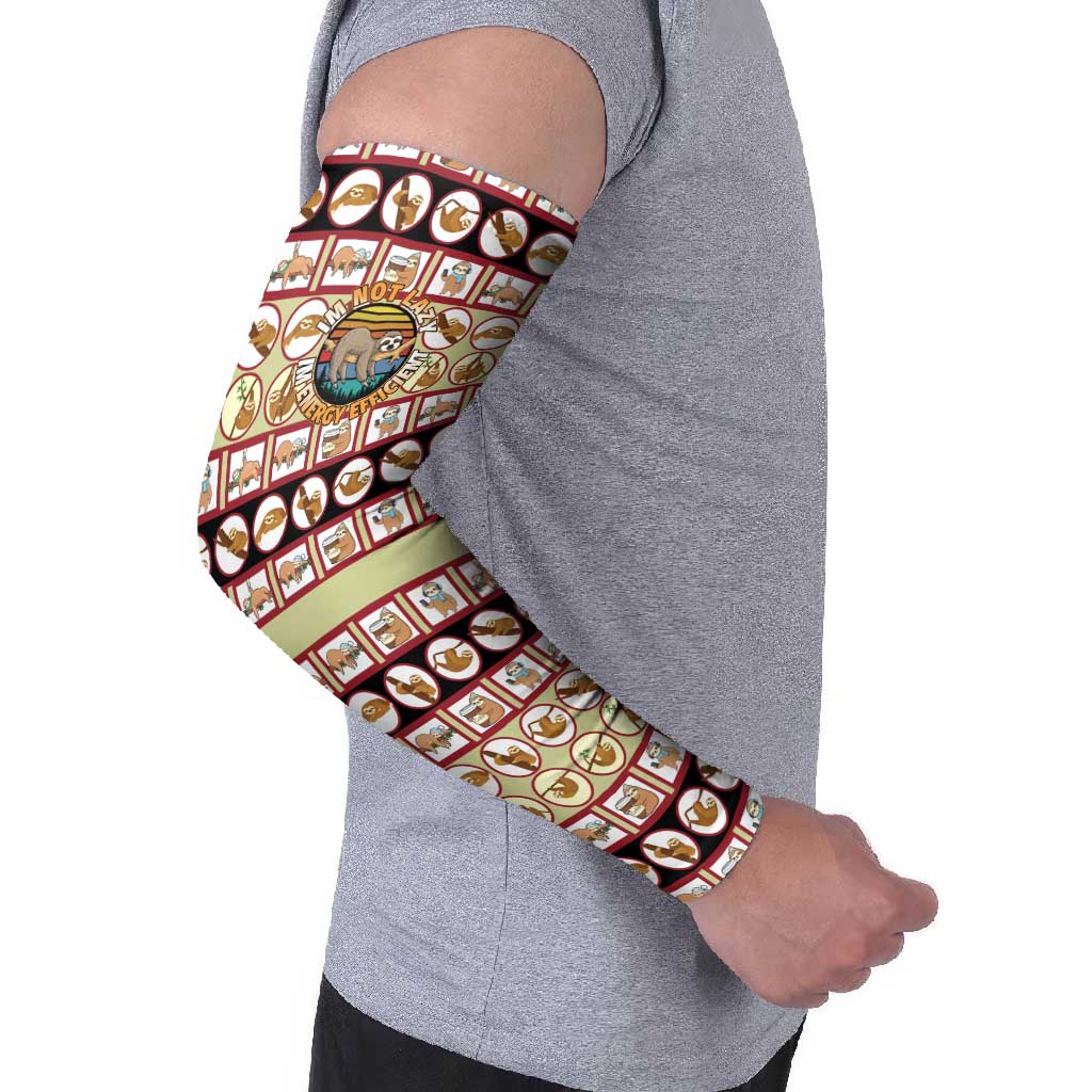 Sloth I'm Not Lazy I'm Energy Efficient Christmas Arm Sleeves Xmas Holiday Patterns - Wonder Print Shop