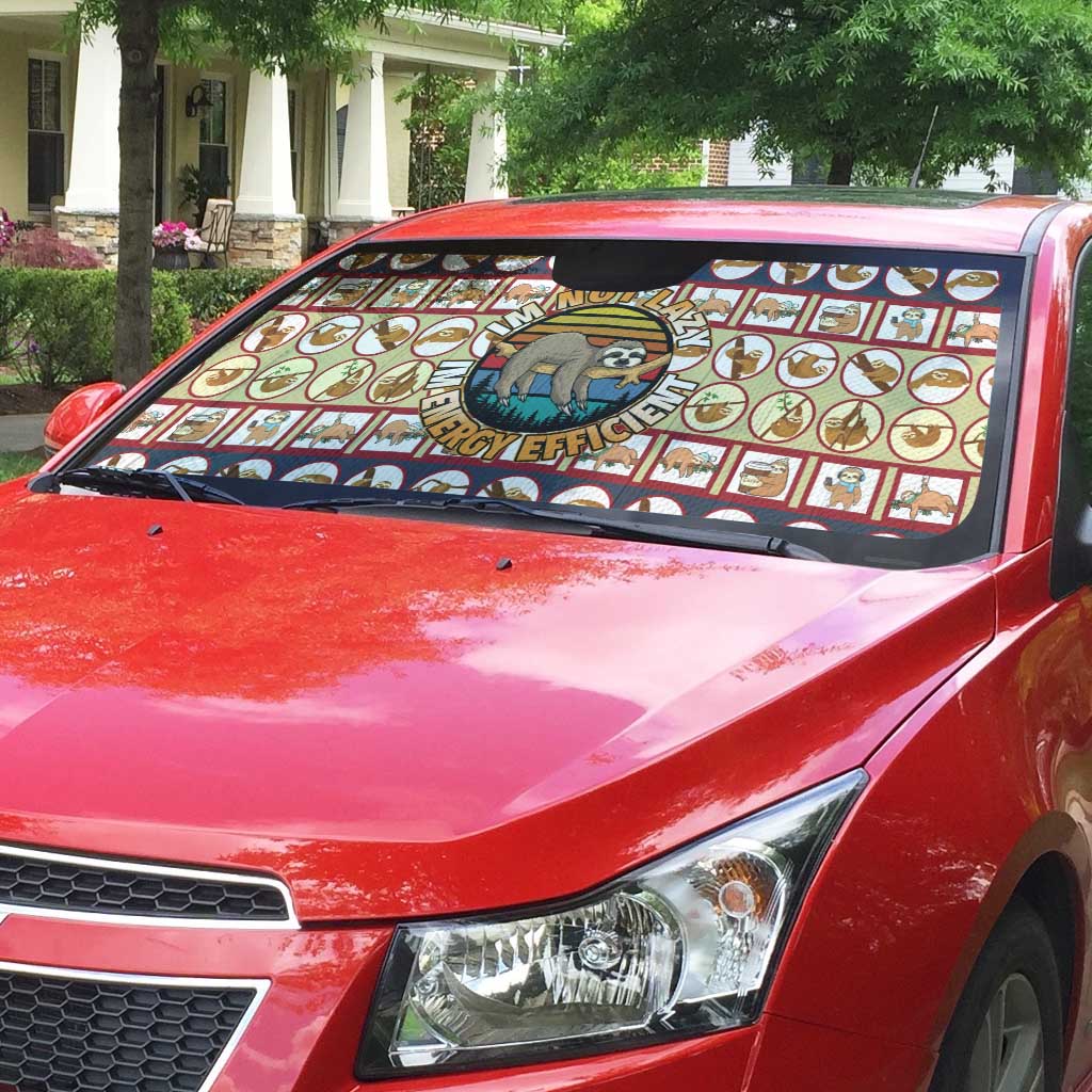 Sloth I'm Not Lazy I'm Energy Efficient Christmas Auto Sun Shade Xmas Holiday Patterns - Wonder Print Shop