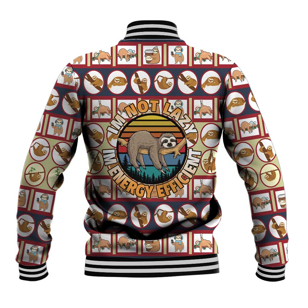 Sloth I'm Not Lazy I'm Energy Efficient Christmas Baseball Jacket Xmas Holiday Patterns - Wonder Print Shop