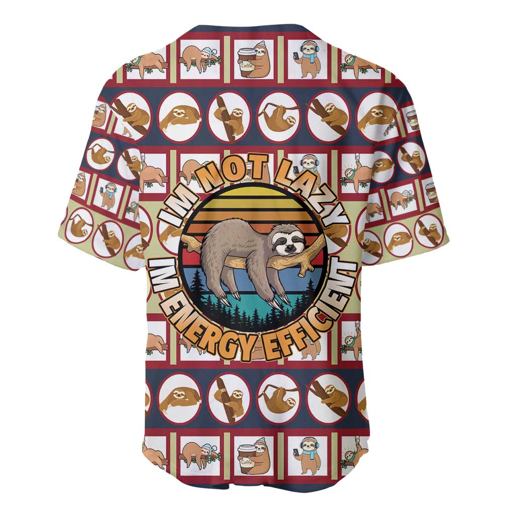 Sloth I'm Not Lazy I'm Energy Efficient Christmas Baseball Jersey Xmas Holiday Patterns - Wonder Print Shop