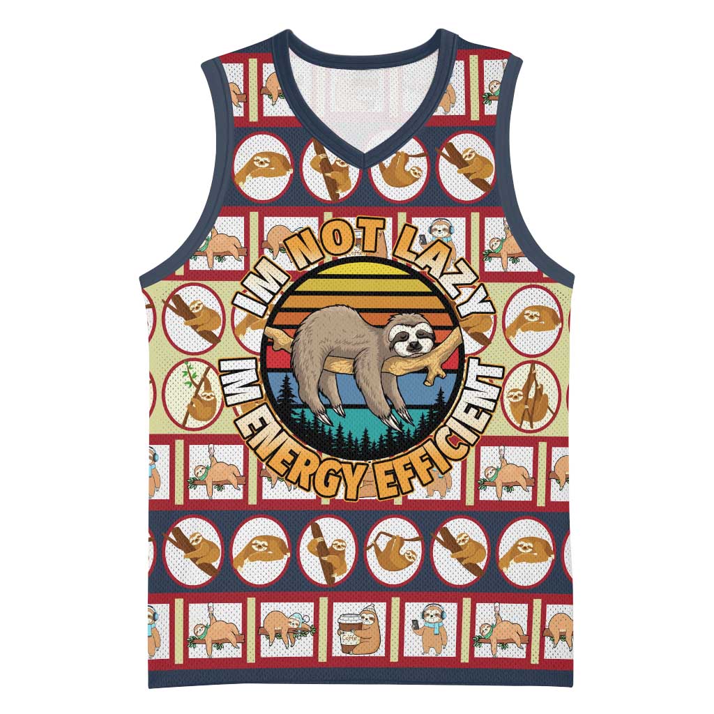 Sloth I'm Not Lazy I'm Energy Efficient Christmas Basketball Jersey Xmas Holiday Patterns - Wonder Print Shop