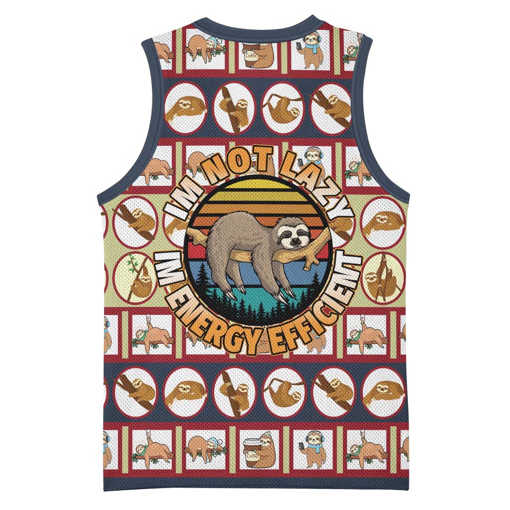 Sloth I'm Not Lazy I'm Energy Efficient Christmas Basketball Jersey Xmas Holiday Patterns - Wonder Print Shop