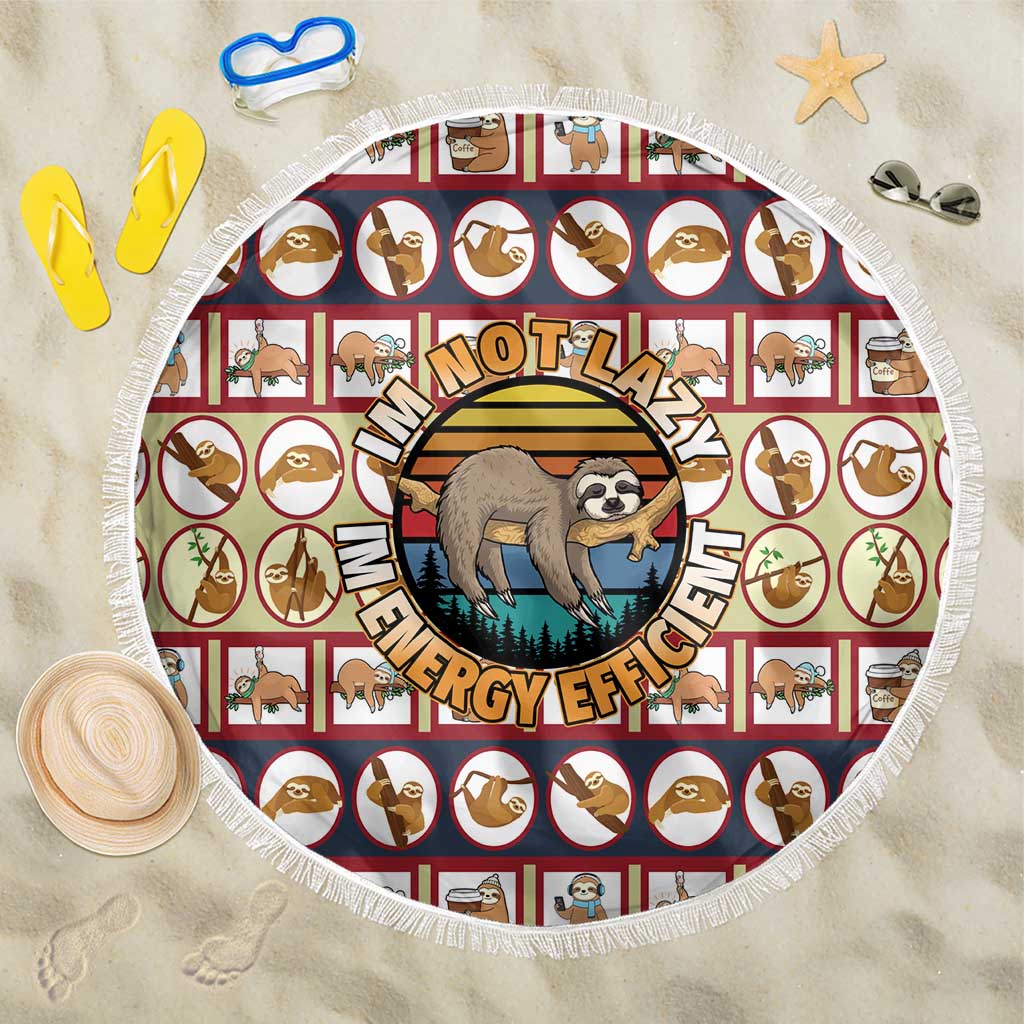 Sloth I'm Not Lazy I'm Energy Efficient Christmas Beach Blanket Xmas Holiday Patterns - Wonder Print Shop