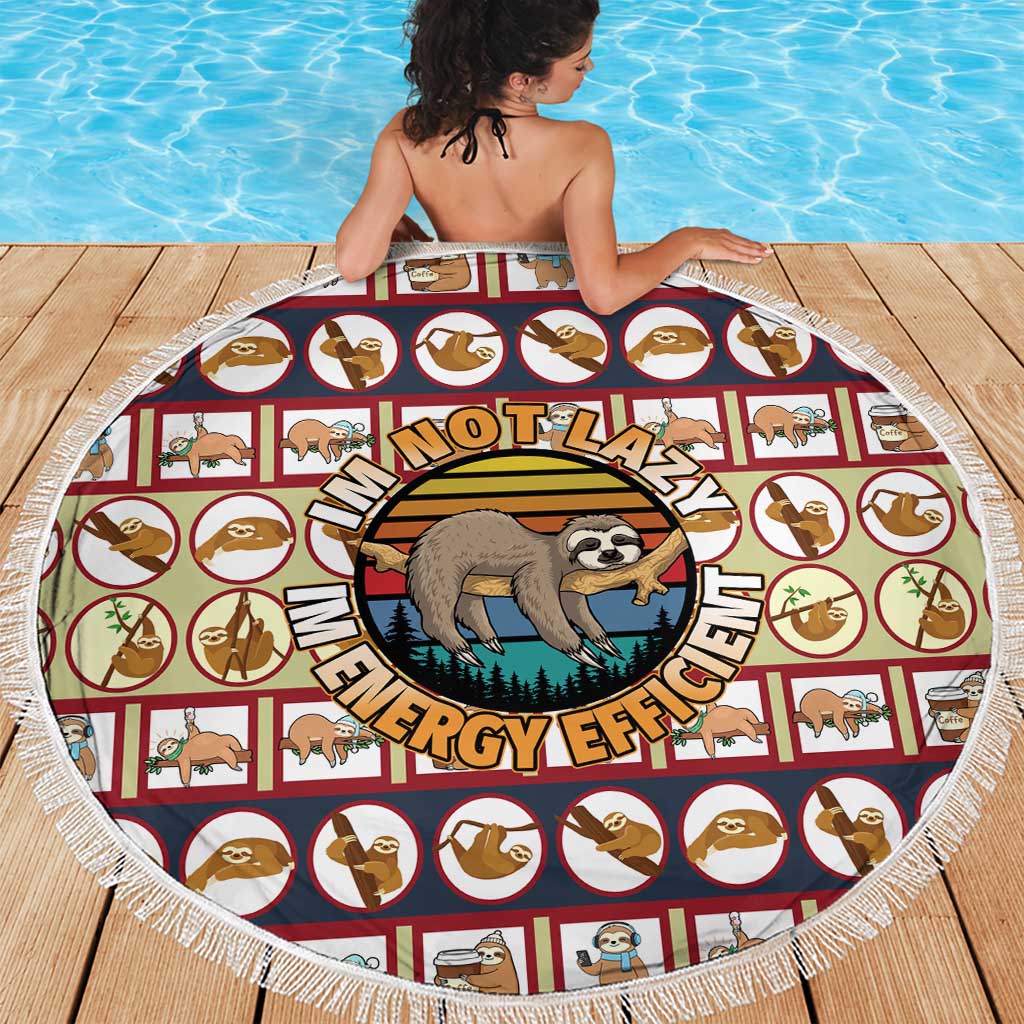 Sloth I'm Not Lazy I'm Energy Efficient Christmas Beach Blanket Xmas Holiday Patterns - Wonder Print Shop