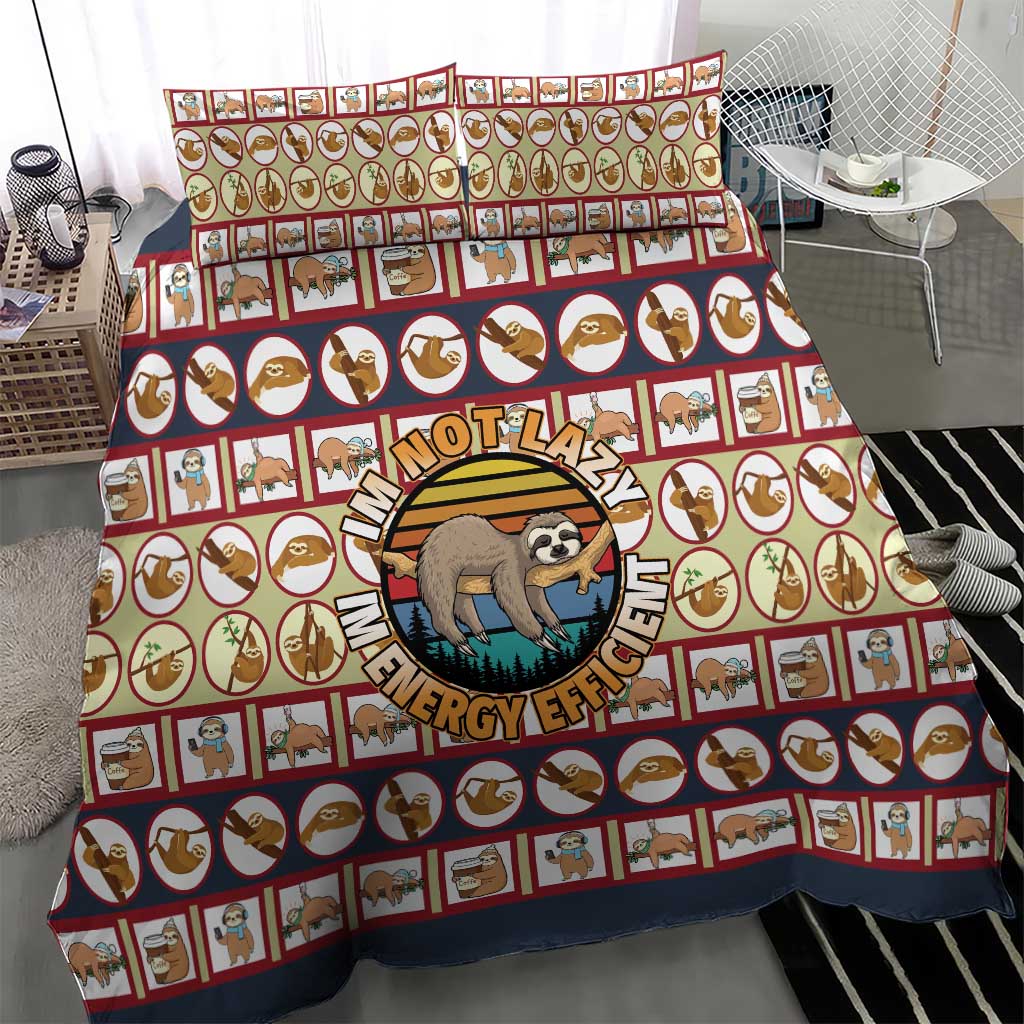 Sloth I'm Not Lazy I'm Energy Efficient Christmas Bedding Set Xmas Holiday Patterns - Wonder Print Shop