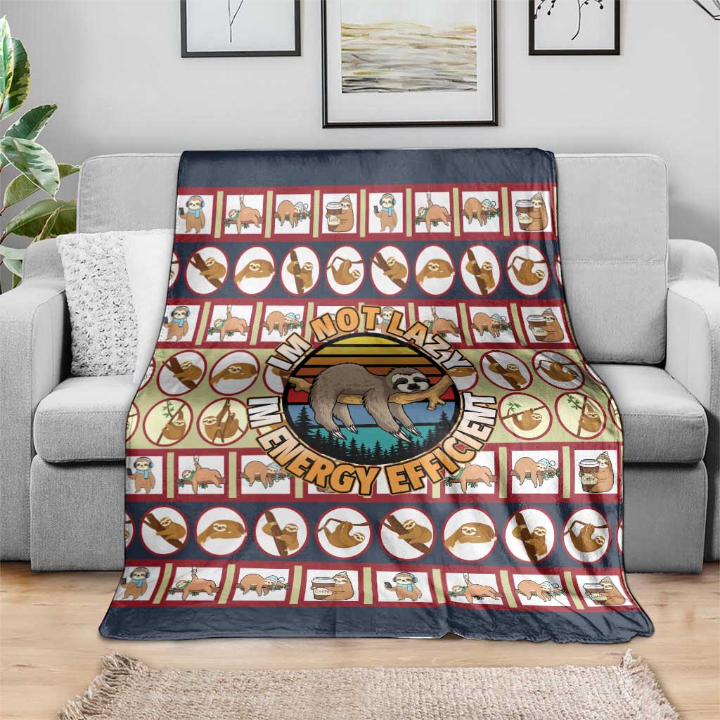 Sloth I'm Not Lazy I'm Energy Efficient Christmas Blanket Xmas Holiday Patterns - Wonder Print Shop