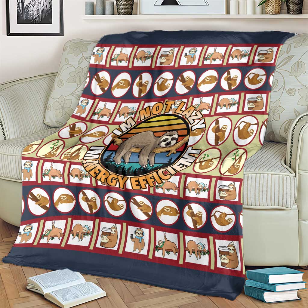 Sloth I'm Not Lazy I'm Energy Efficient Christmas Blanket Xmas Holiday Patterns - Wonder Print Shop