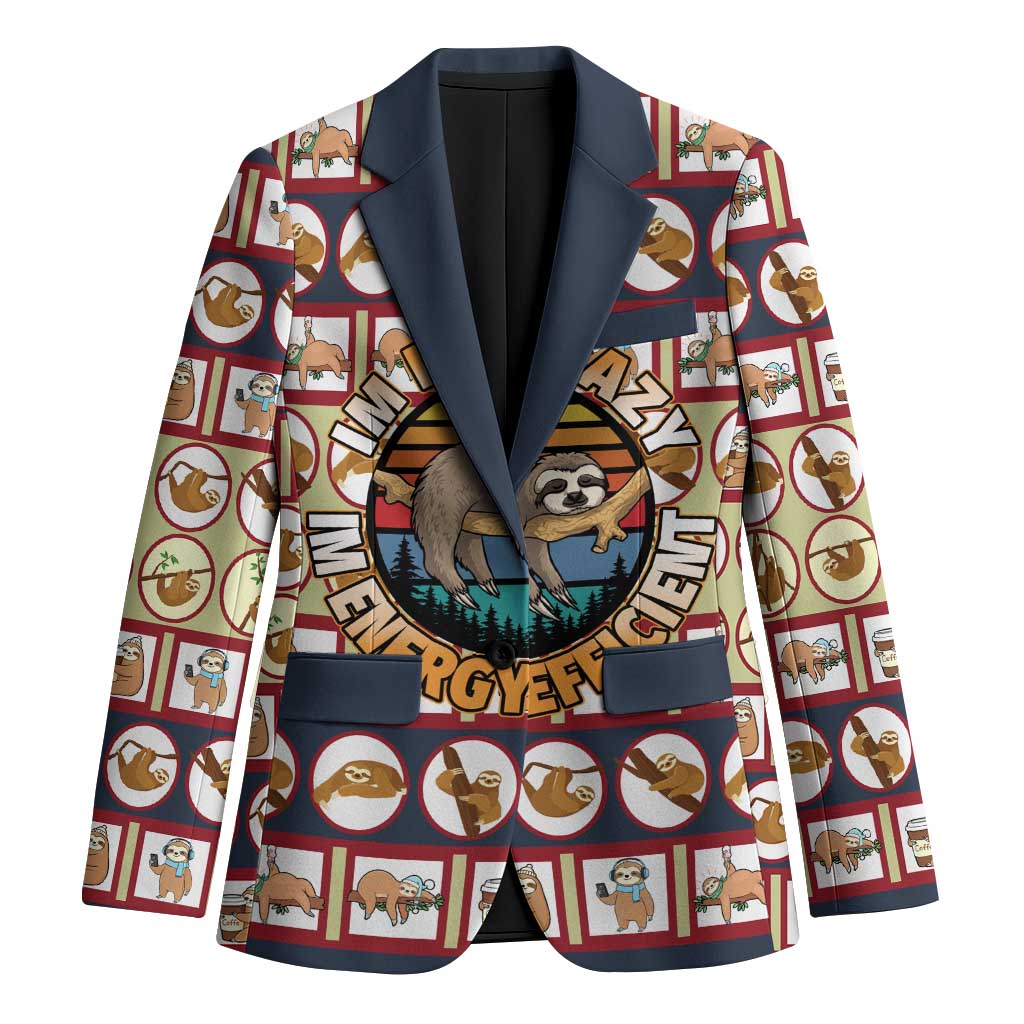 Sloth I'm Not Lazy I'm Energy Efficient Christmas Blazer Xmas Holiday Patterns - Wonder Print Shop