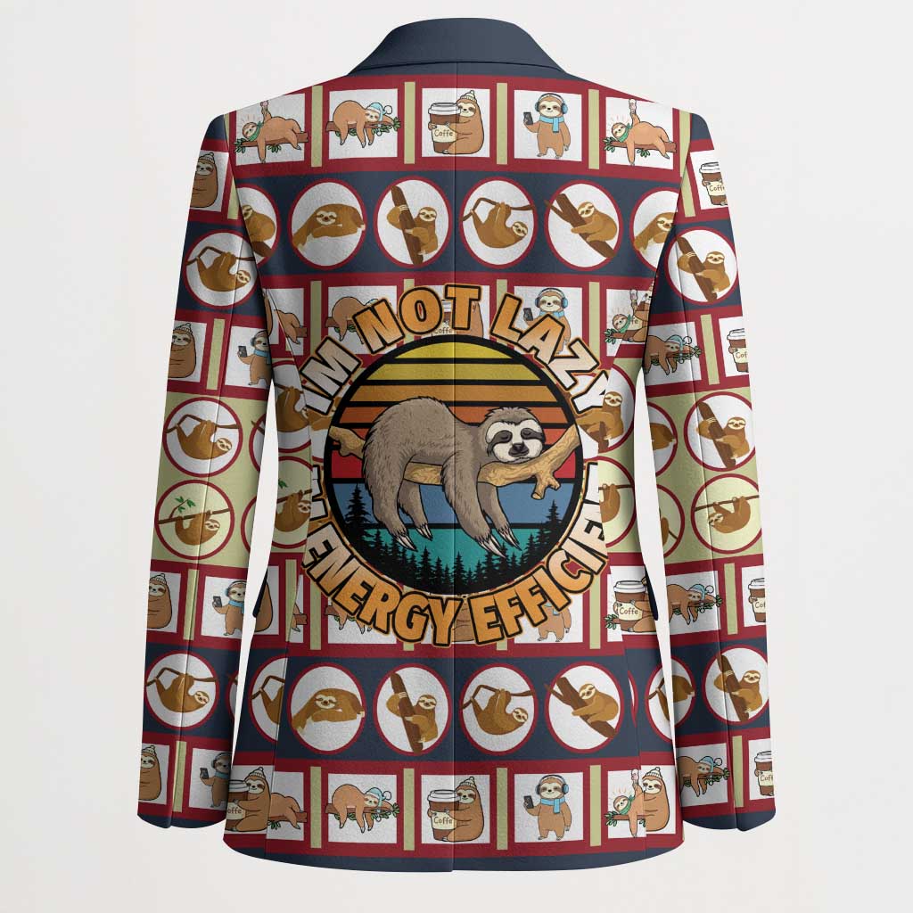 Sloth I'm Not Lazy I'm Energy Efficient Christmas Blazer Xmas Holiday Patterns - Wonder Print Shop