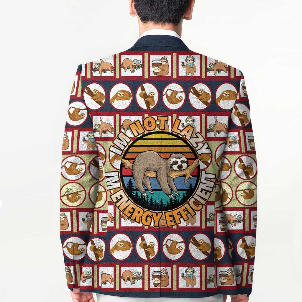 Sloth I'm Not Lazy I'm Energy Efficient Christmas Blazer Xmas Holiday Patterns - Wonder Print Shop