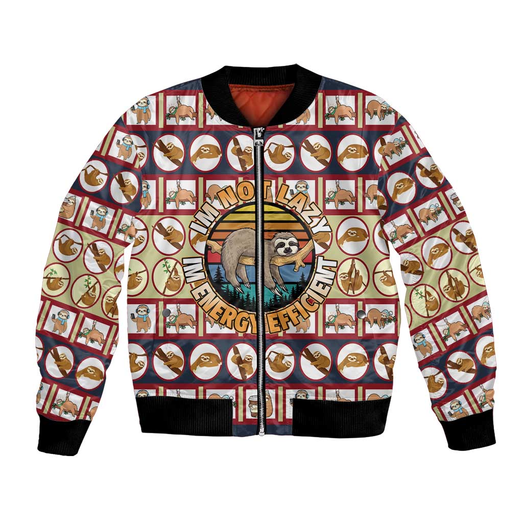 Sloth I'm Not Lazy I'm Energy Efficient Christmas Bomber Jacket Xmas Holiday Patterns - Wonder Print Shop