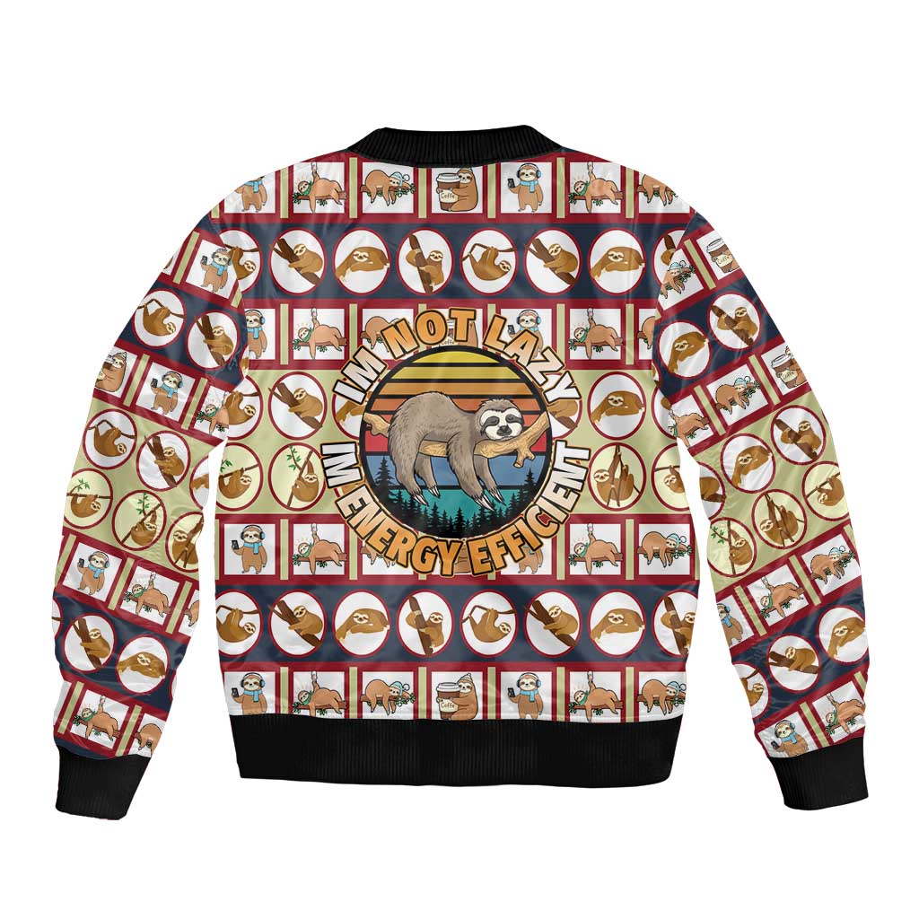 Sloth I'm Not Lazy I'm Energy Efficient Christmas Bomber Jacket Xmas Holiday Patterns - Wonder Print Shop