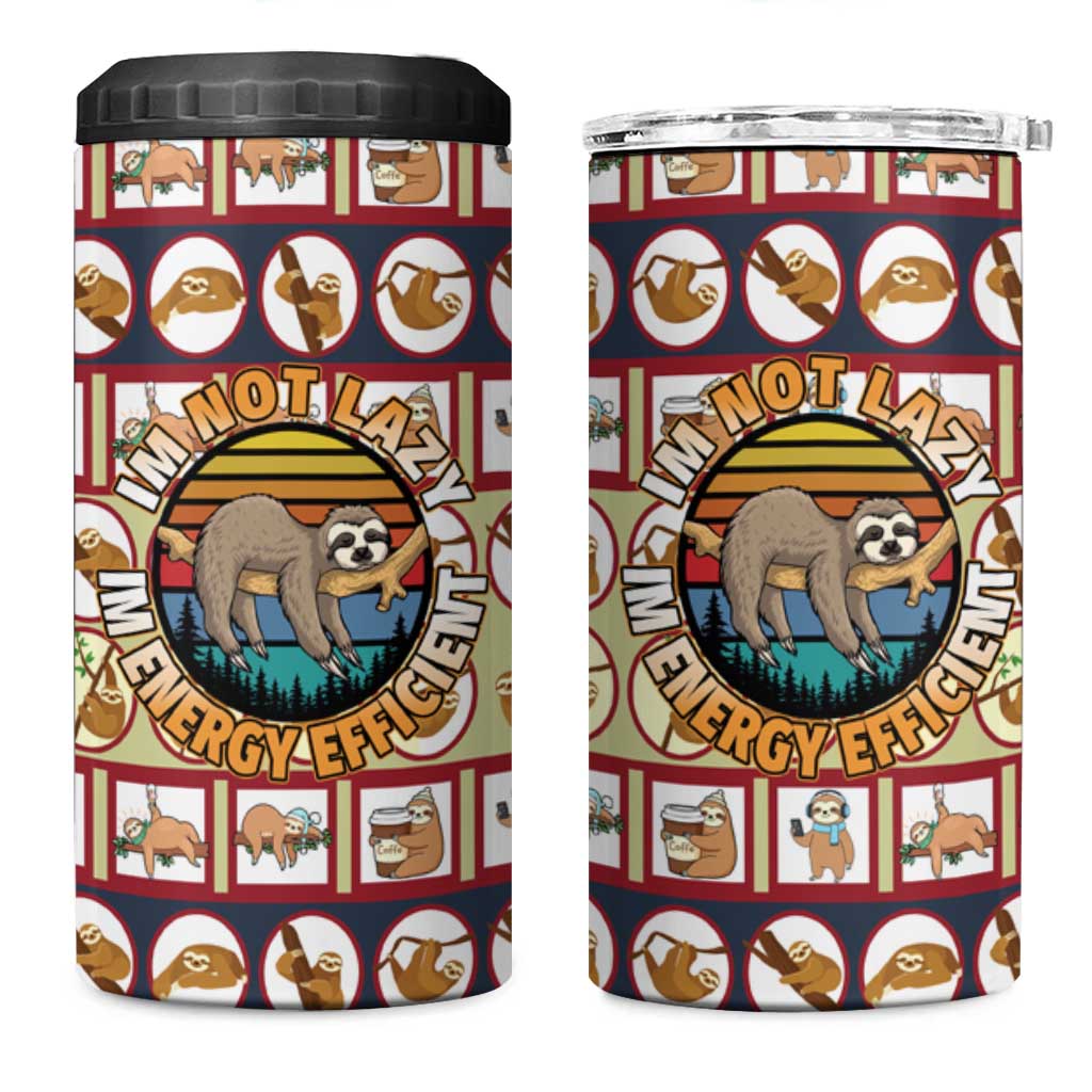 Sloth I'm Not Lazy I'm Energy Efficient Christmas 4 in 1 Can Cooler Tumbler Xmas Holiday Patterns - Wonder Print Shop
