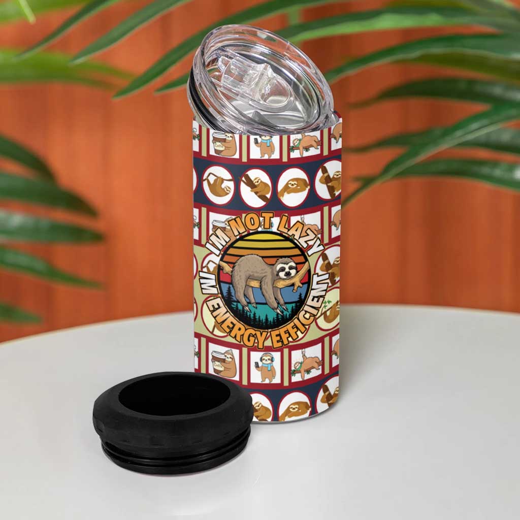 Sloth I'm Not Lazy I'm Energy Efficient Christmas 4 in 1 Can Cooler Tumbler Xmas Holiday Patterns - Wonder Print Shop