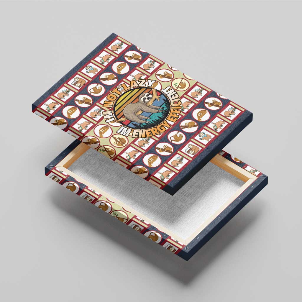 Sloth I'm Not Lazy I'm Energy Efficient Christmas Canvas Wall Art Xmas Holiday Patterns - Wonder Print Shop