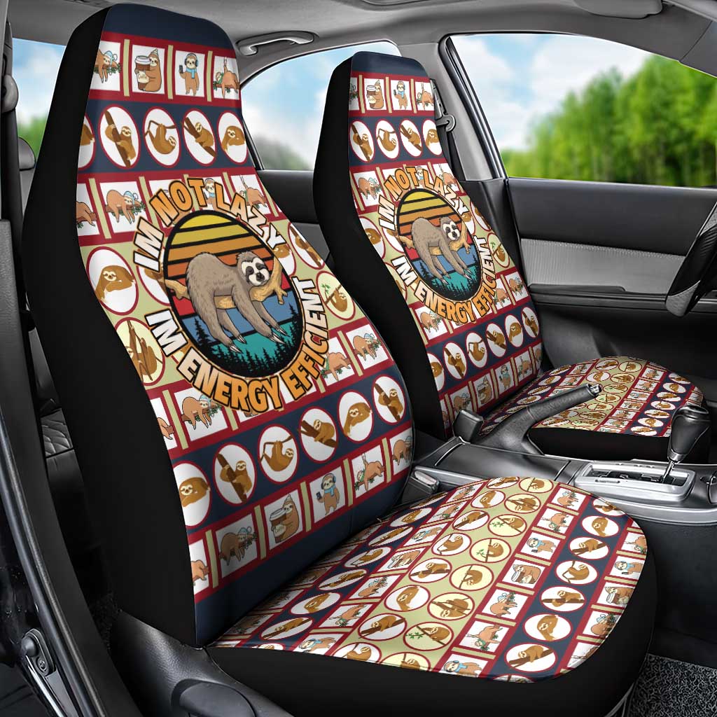 Sloth I'm Not Lazy I'm Energy Efficient Christmas Car Seat Cover Xmas Holiday Patterns - Wonder Print Shop