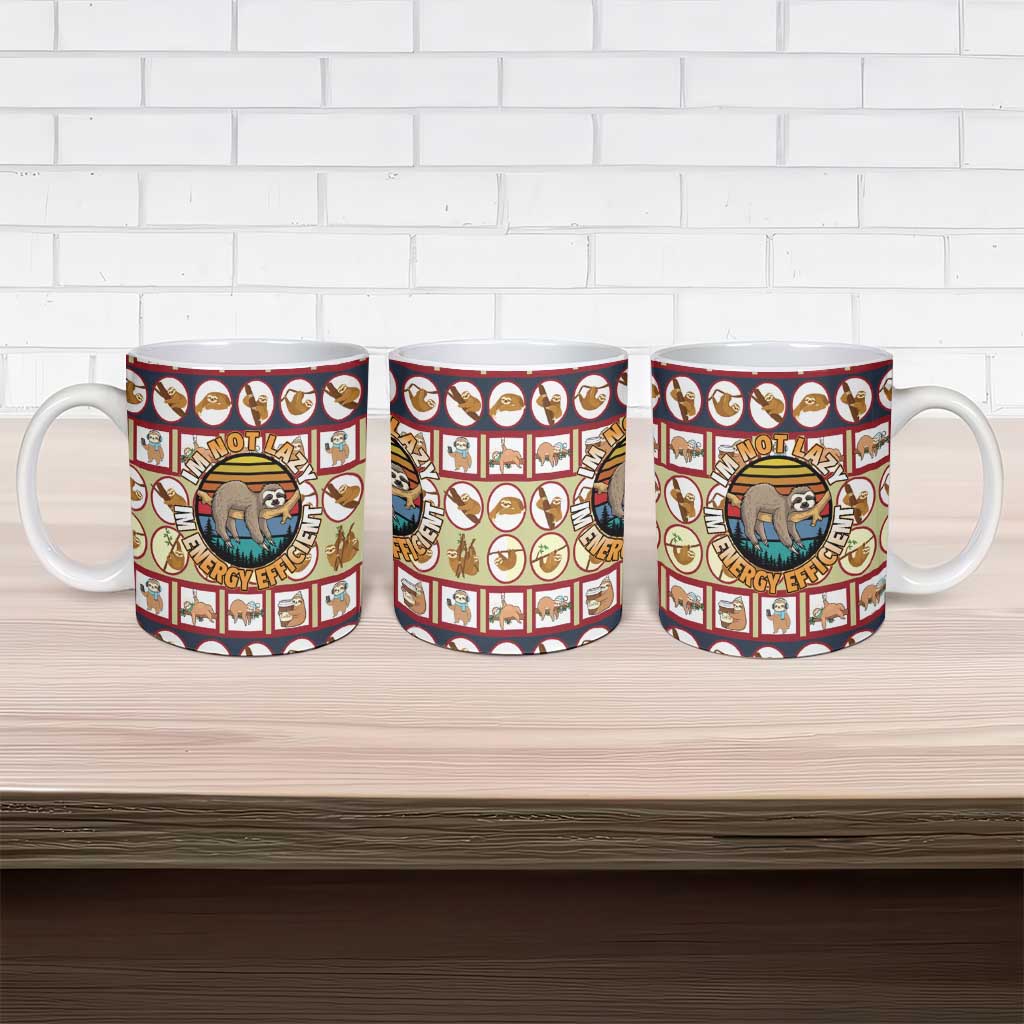 Sloth I'm Not Lazy I'm Energy Efficient Christmas Ceramic Mug Xmas Holiday Patterns - Wonder Print Shop