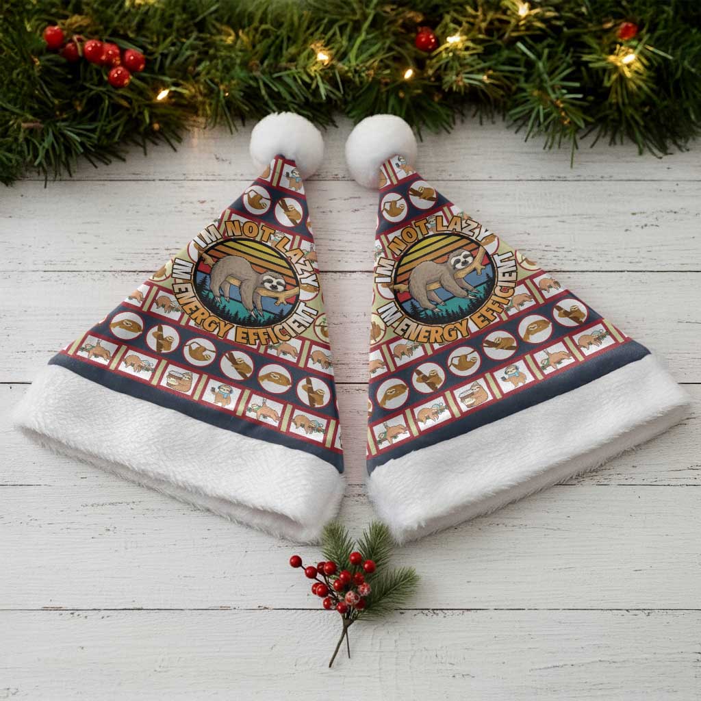 Sloth I'm Not Lazy I'm Energy Efficient Christmas Santa Hat Xmas Holiday Patterns - Wonder Print Shop
