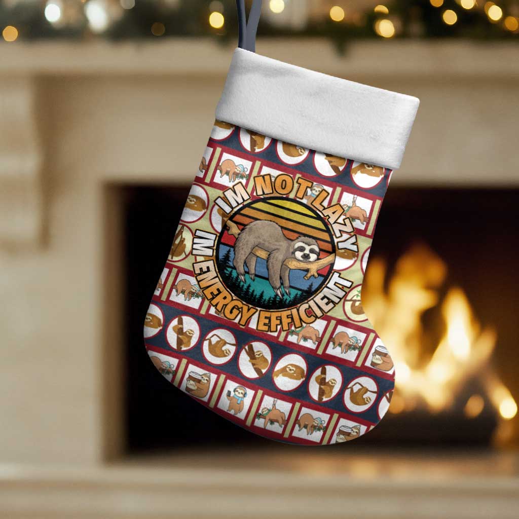 Sloth I'm Not Lazy I'm Energy Efficient Christmas Stocking Xmas Holiday Patterns - Wonder Print Shop