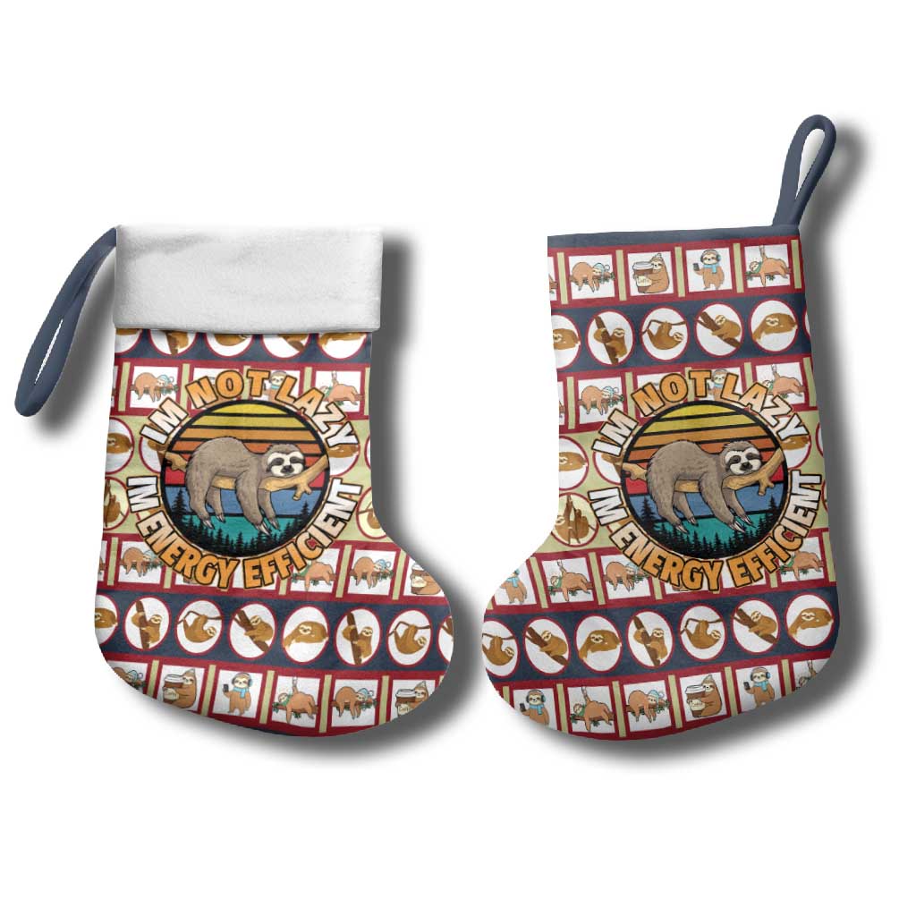 Sloth I'm Not Lazy I'm Energy Efficient Christmas Stocking Xmas Holiday Patterns - Wonder Print Shop