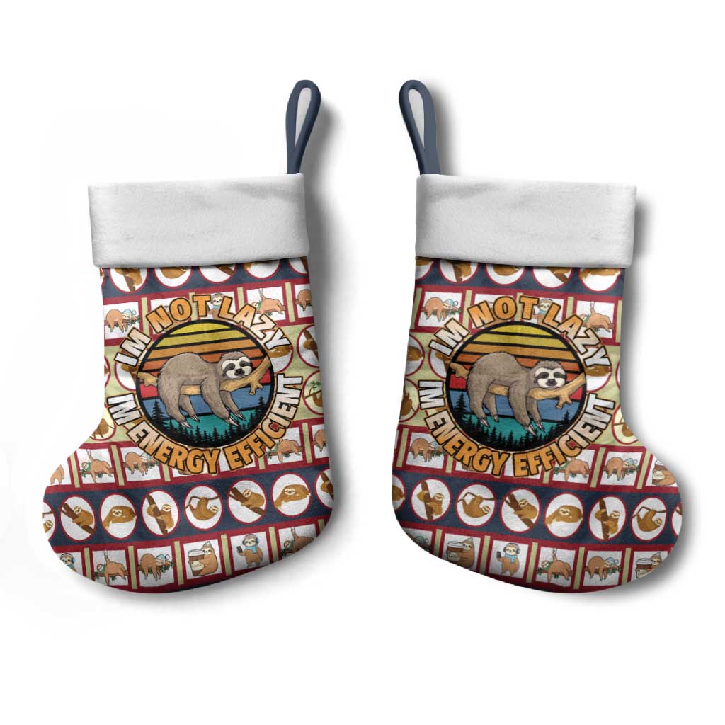 Sloth I'm Not Lazy I'm Energy Efficient Christmas Stocking Xmas Holiday Patterns - Wonder Print Shop
