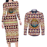 Sloth I'm Not Lazy I'm Energy Efficient Christmas Couples Matching Long Sleeve Bodycon Dress and Long Sleeve Button Shirt Xmas Holiday Patterns - Wonder Print Shop