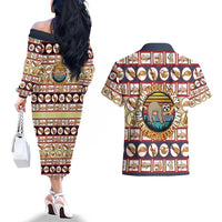 Sloth I'm Not Lazy I'm Energy Efficient Christmas Couples Matching Off The Shoulder Long Sleeve Dress and Hawaiian Shirt Xmas Holiday Patterns - Wonder Print Shop