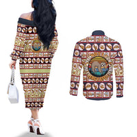 Sloth I'm Not Lazy I'm Energy Efficient Christmas Couples Matching Off The Shoulder Long Sleeve Dress and Long Sleeve Button Shirt Xmas Holiday Patterns - Wonder Print Shop