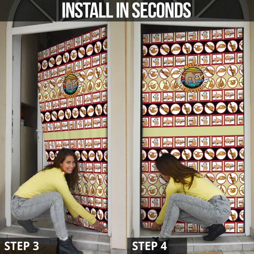 Sloth I'm Not Lazy I'm Energy Efficient Christmas Door Cover Xmas Holiday Patterns - Wonder Print Shop