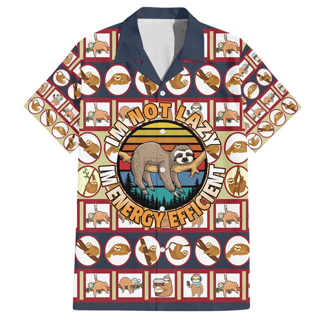 Sloth I'm Not Lazy I'm Energy Efficient Christmas Family Matching Long Sleeve Bodycon Dress and Hawaiian Shirt Xmas Holiday Patterns - Wonder Print Shop