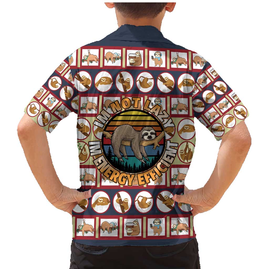 Sloth I'm Not Lazy I'm Energy Efficient Christmas Family Matching Mermaid Dress and Hawaiian Shirt Xmas Holiday Patterns - Wonder Print Shop