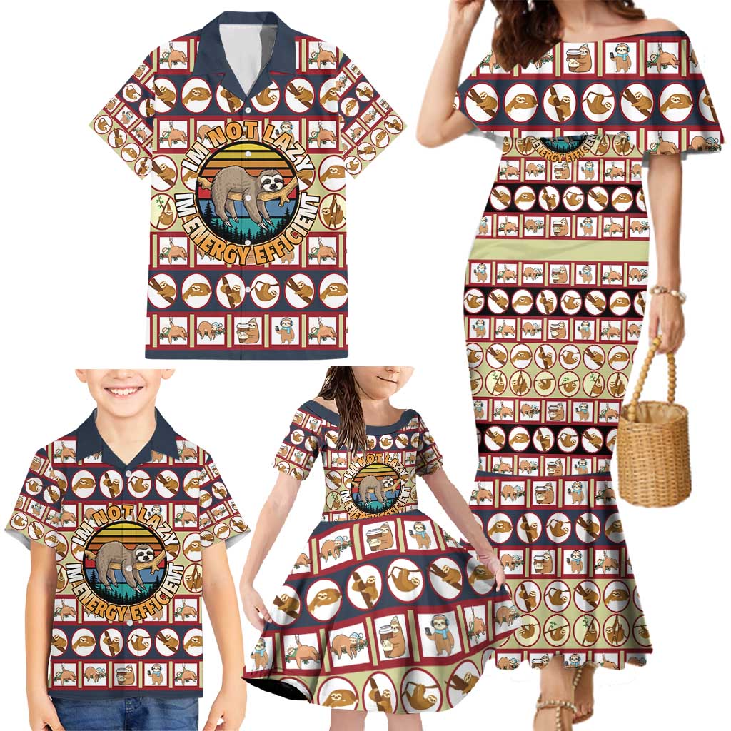 Sloth I'm Not Lazy I'm Energy Efficient Christmas Family Matching Mermaid Dress and Hawaiian Shirt Xmas Holiday Patterns - Wonder Print Shop