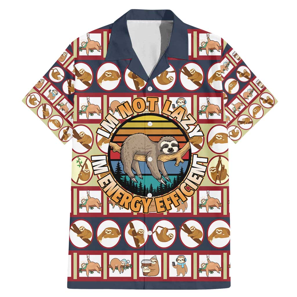 Sloth I'm Not Lazy I'm Energy Efficient Christmas Family Matching Mermaid Dress and Hawaiian Shirt Xmas Holiday Patterns - Wonder Print Shop