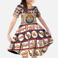 Sloth I'm Not Lazy I'm Energy Efficient Christmas Family Matching Off The Shoulder Long Sleeve Dress and Hawaiian Shirt Xmas Holiday Patterns - Wonder Print Shop