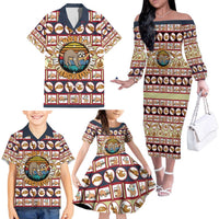 Sloth I'm Not Lazy I'm Energy Efficient Christmas Family Matching Off The Shoulder Long Sleeve Dress and Hawaiian Shirt Xmas Holiday Patterns - Wonder Print Shop