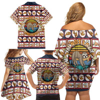 Sloth I'm Not Lazy I'm Energy Efficient Christmas Family Matching Off Shoulder Short Dress and Hawaiian Shirt Xmas Holiday Patterns - Wonder Print Shop