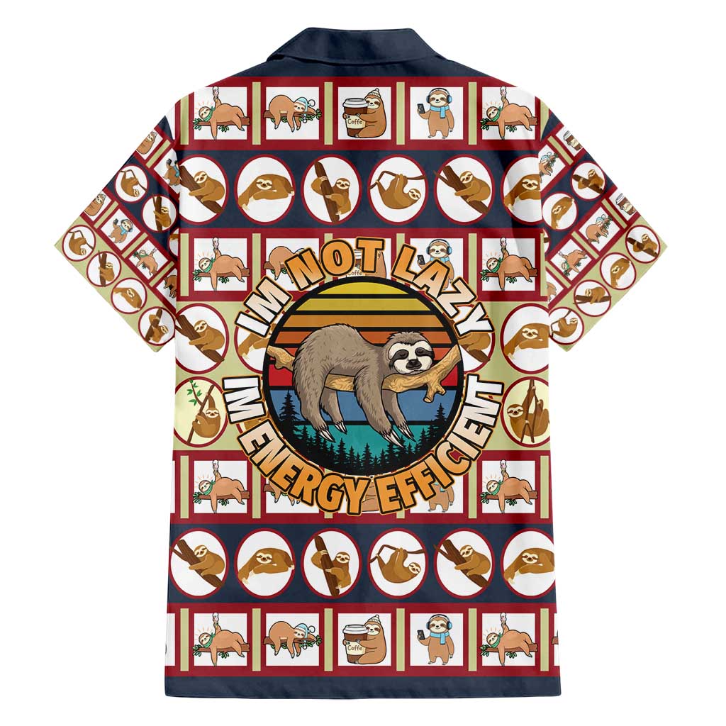 Sloth I'm Not Lazy I'm Energy Efficient Christmas Family Matching Off Shoulder Short Dress and Hawaiian Shirt Xmas Holiday Patterns - Wonder Print Shop