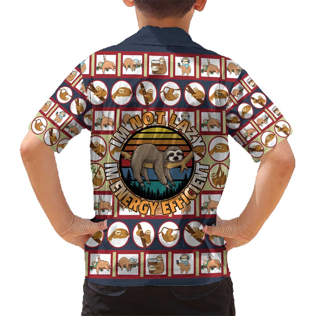 Sloth I'm Not Lazy I'm Energy Efficient Christmas Family Matching Short Sleeve Bodycon Dress and Hawaiian Shirt Xmas Holiday Patterns - Wonder Print Shop
