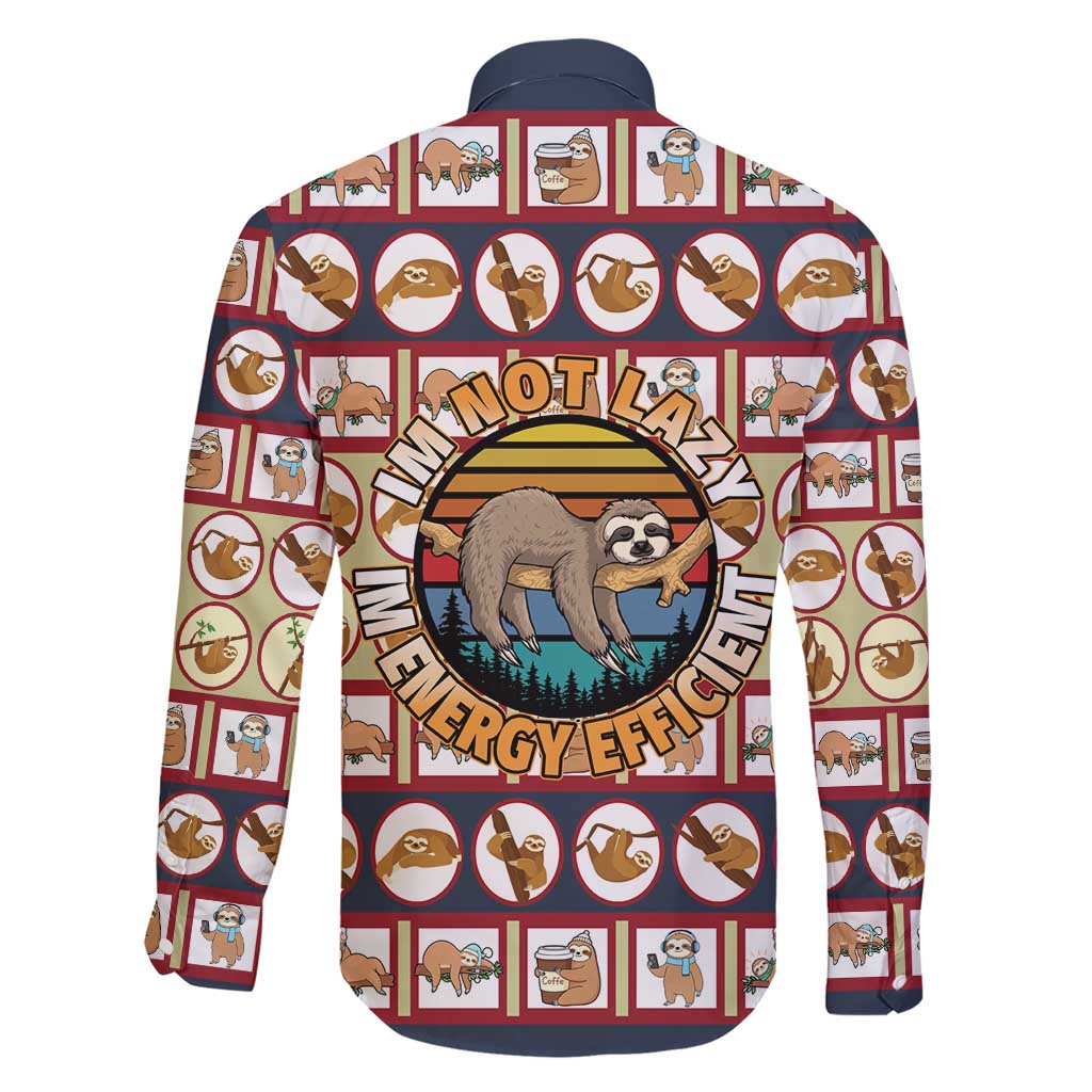 Sloth I'm Not Lazy I'm Energy Efficient Christmas Family Matching Short Sleeve Bodycon Dress and Hawaiian Shirt Xmas Holiday Patterns - Wonder Print Shop