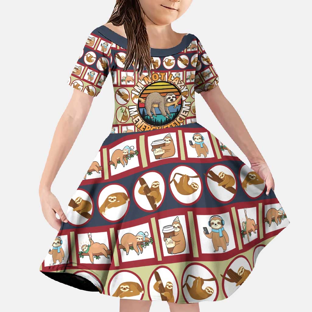 Sloth I'm Not Lazy I'm Energy Efficient Christmas Family Matching Summer Maxi Dress and Hawaiian Shirt Xmas Holiday Patterns - Wonder Print Shop