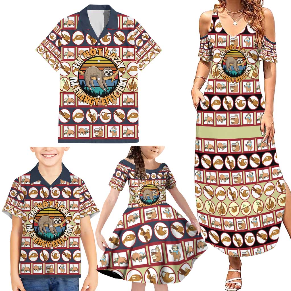Sloth I'm Not Lazy I'm Energy Efficient Christmas Family Matching Summer Maxi Dress and Hawaiian Shirt Xmas Holiday Patterns - Wonder Print Shop