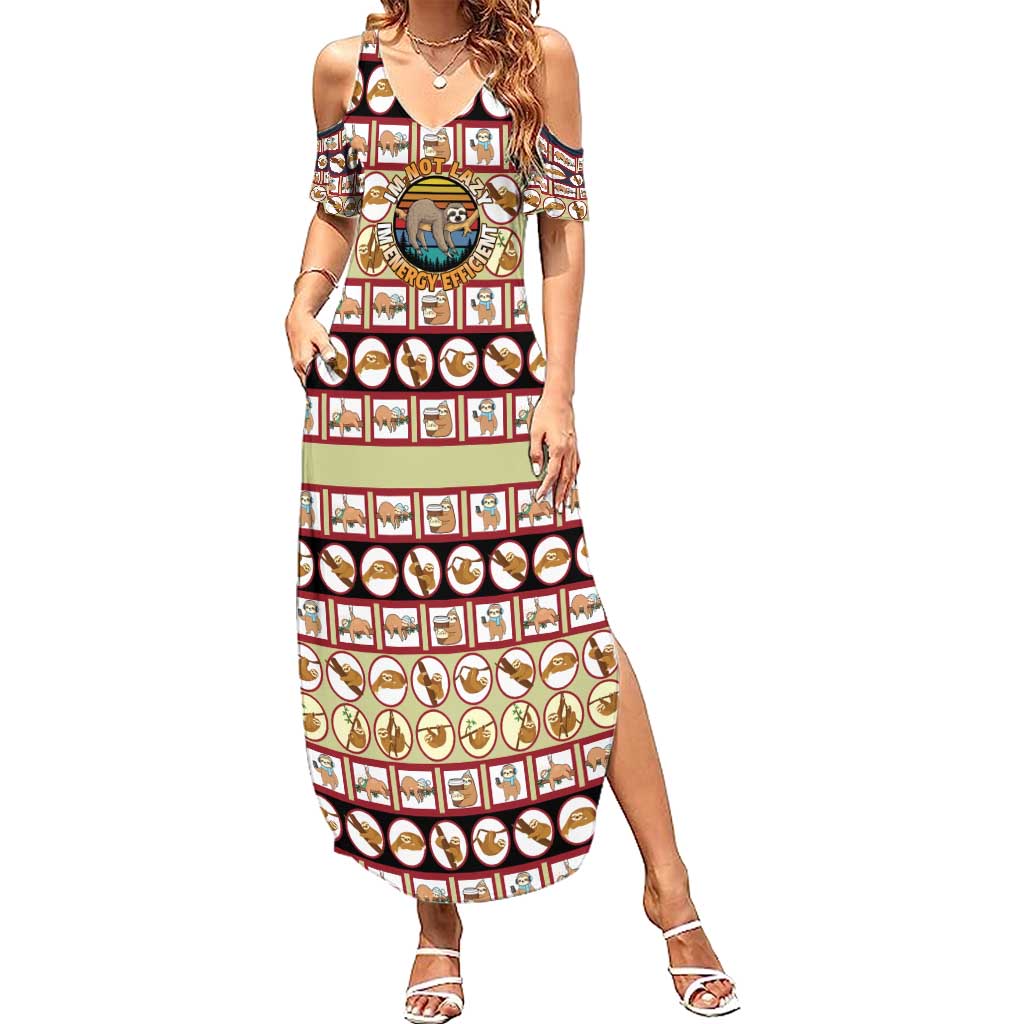 Sloth I'm Not Lazy I'm Energy Efficient Christmas Family Matching Summer Maxi Dress and Hawaiian Shirt Xmas Holiday Patterns - Wonder Print Shop